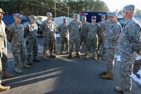 Maj. Gen. Daniel E. Long, Jr., the adjutant general of Virginia, and Command Sgt. Maj. Dennis Green, senior enlisted leader for the Virginia National Guard, greeted the members of the 34th CST upon their return from West Virginia and presented them with the Virginia National Guard Commendation Medal for their service.