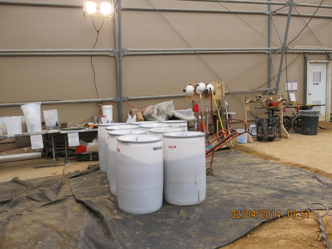 Soil loading is complete, and the drums are staged for transport to the Spring Valley federal property.  The samples will be analyzed to determine disposal requirements.