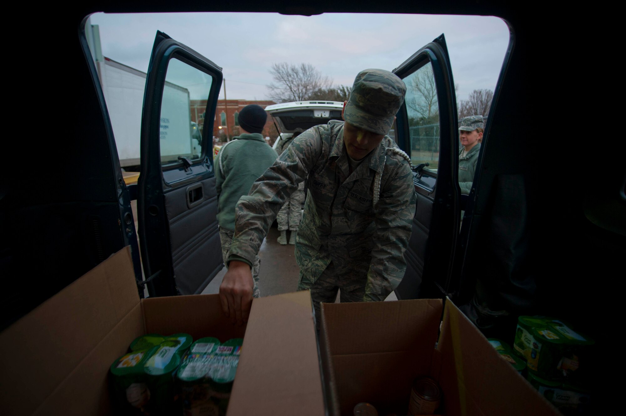 Airmen from Sheppard delivered donations to the Wichita Falls Faith Mission outreach center Feb. 4, 2014. The donations were collected during the NFL Super Bowl week to be donated to a local charity. (U.S. Air Force photo by Airman 1st Class Jelani Gibson) 