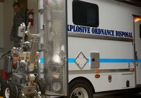 Senior Airman Thomas Johnson, 1st Special Operations Civil Engineer Squadron explosive ordnance disposal journeyman, watches an F-6 robot descend from an EOD trailer at Hurlburt Field, Fla., Feb. 6, 2014. Johnson and two other EOD technicians trained to dispose of unserviceable, excess or dangerous ordnances. (U.S. Air Force photo/Senior Airman Naomi Griego)   