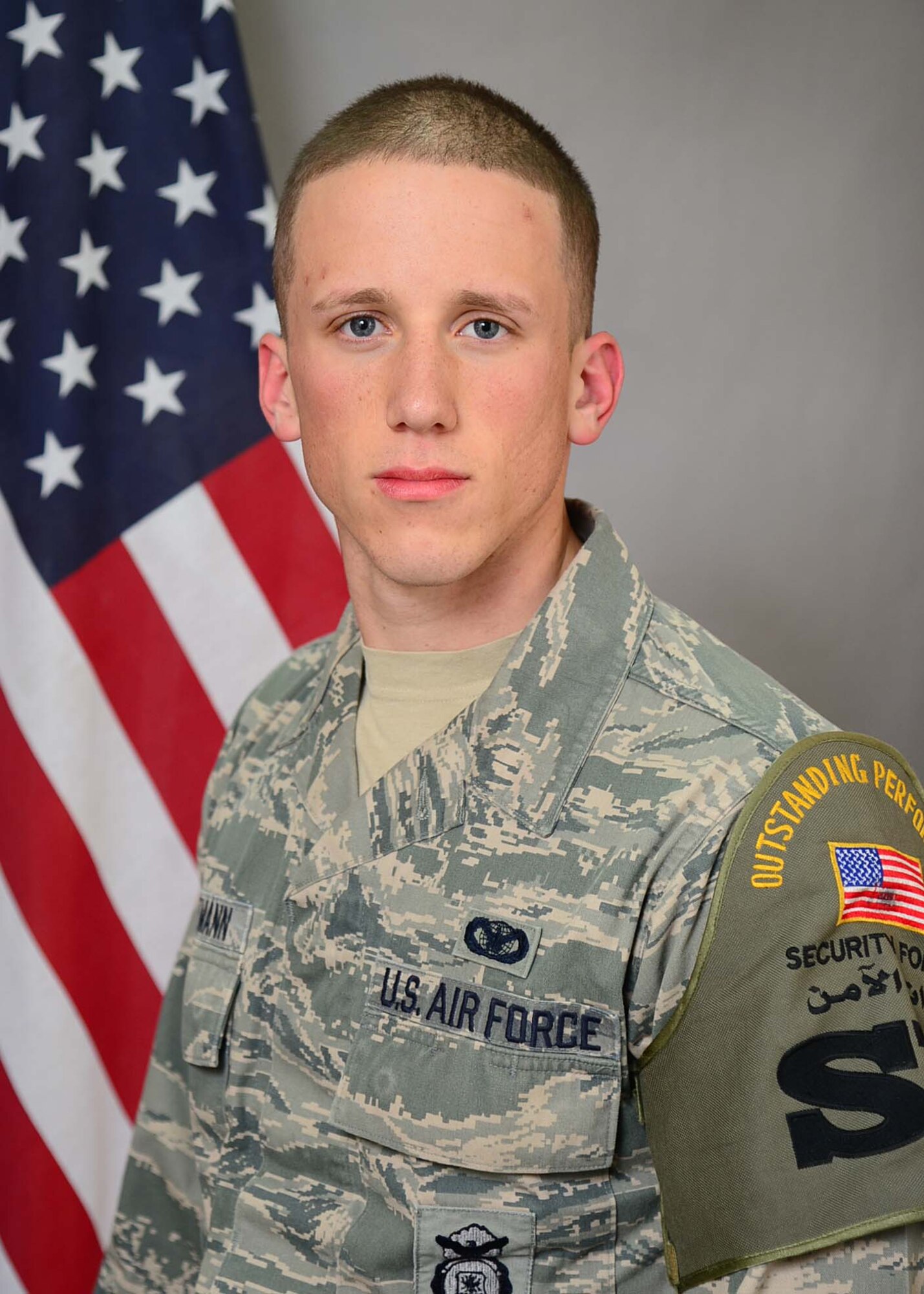 This week's Rock Solid Warrior, Senior Airman Zachary Gartmann, 386th
Expeditionary Security Force Squadron. (U.S. Air Force photo by Senior Airman Desiree Moye)
