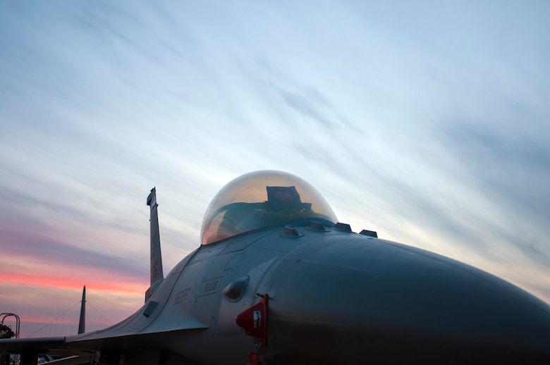 A U.S. Air Force F-16 Fighting Falcon from the 120th Fighter Squadron, Buckley Air Force Base, Colorado Air National Guard, sits quietly while awaiting its next mission during Red Flag 14-1, at Nellis Air Force Base, Nev., Feb 04, 2014. Combat units come together from the United States and its allied countries to engage in realistic combat training scenarios within Nellis’ 2.9 million acre Test and Training Range Complex. (U.S. Air National Guard photo/Tech. Sgt. Wolfram M. Stumpf)