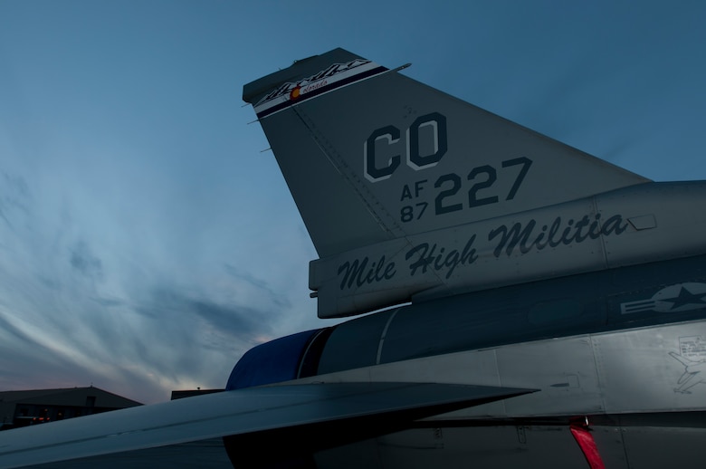 A U.S. Air Force F-16 Fighting Falcon from the 120th Fighter Squadron, Buckley Air Force Base, Colorado Air National Guard, sits quietly while awaiting its next mission during Red Flag 14-1, at Nellis Air Force Base, Nev., Feb 04, 2014. Combat units come together from the United States and its allied countries to engage in realistic combat training scenarios within Nellis’ 2.9 million acre Test and Training Range Complex. (U.S. Air National Guard photo/Tech. Sgt. Wolfram M. Stumpf)