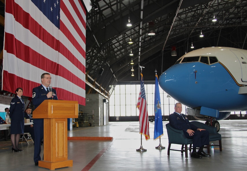 Master Sgt. Mark Spicer retired from the 932nd Airlift Wing, Maintenance Group, at Scott Air Force Base on February 8th.  (Air Force photo/Staff Sgt. Meiko Schill)