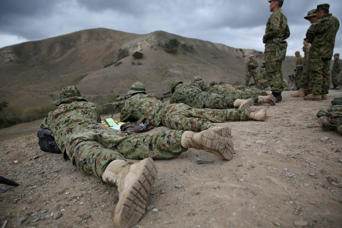 Soldiers from the Japan Ground Self-Defense Force conduct unknown distance drills using M24 rifles during Exercise Iron Fist 2014 aboard Camp Pendleton, Calif., Feb. 6, 2014. Iron Fist is an amphibious exercise that brings together Marines and sailors from the 15th Marine Expeditionary Unit, other I Marine Expeditionary Force units, and soldiers from the JGSDF, to promote military interoperability and hone individual and small-unit skills through challenging, complex and realistic training. 