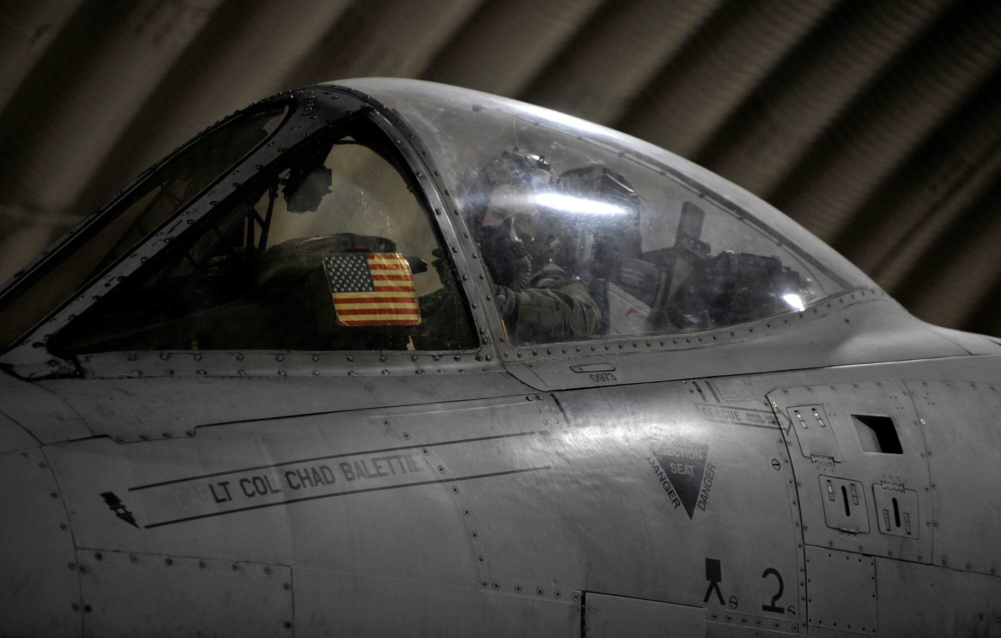 Capt. C.J. Anthony, 25th Fighter Squadron A-10 Thunderbolt II pilot, waits for the signal to begin taxiing during Beverly Midnight 14-02 at Osan Air Base, Republic of Korea, Feb. 10, 2014. Exercises like BM 14-02 test Airmen on their ability to operate and accomplish the mission during war-time contingency operations. (U.S. Air Force photo/Senior Airman Siuta B. Ika)