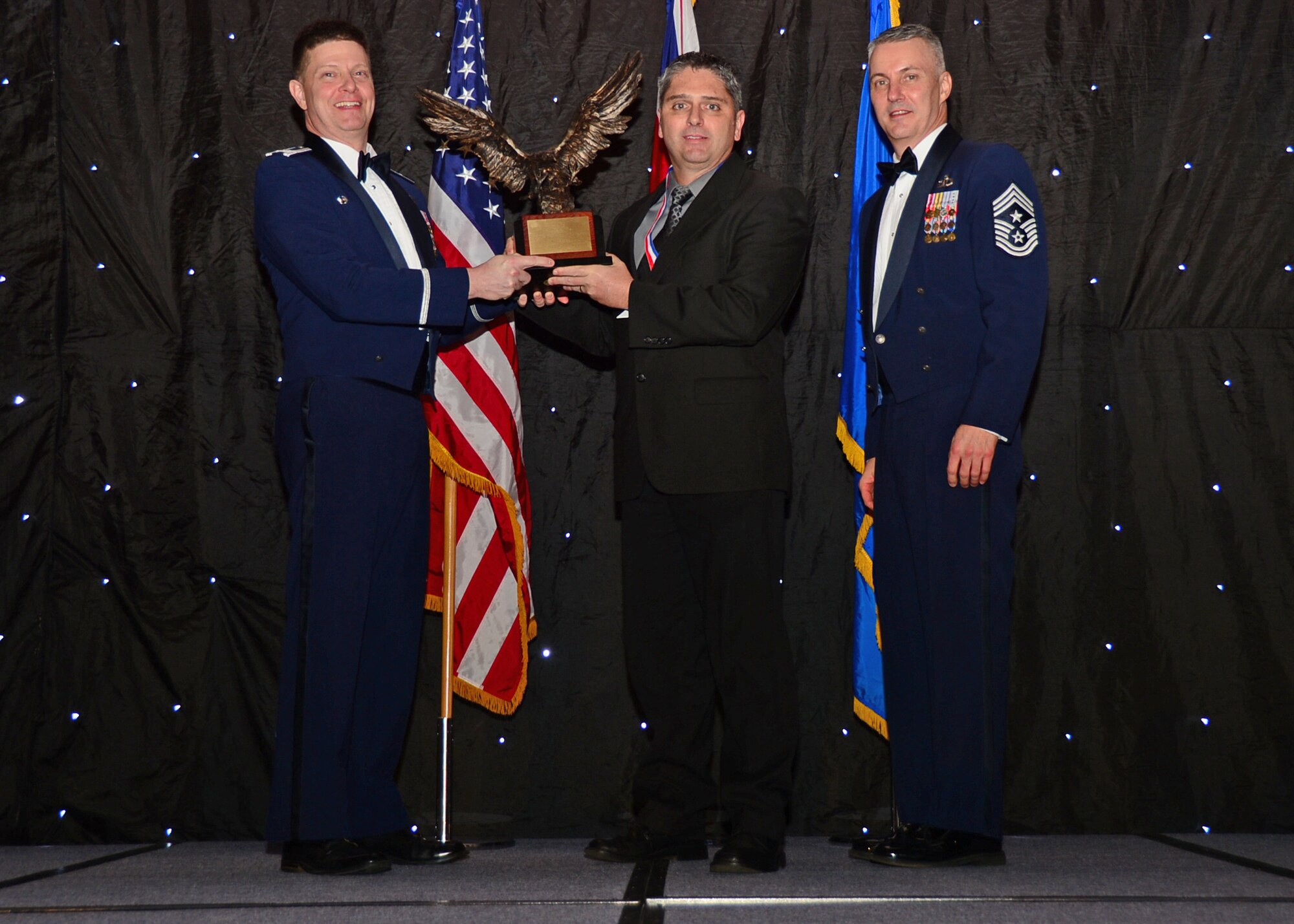 Allen Fry, 48th Mission Support Group, was named Civilian Category II of the Year during the 2013 Annual Awards Banquet at Royal Air Force Lakenheath, England, Feb. 8, 2014. Airmen were recognized across 11 categories, representing the spectrum of the 48th Fighter Wing, during the ceremony. (U.S. Air Force photo by Airman 1st Class Erin O’Shea)