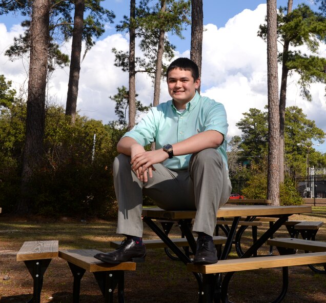 Jeffrey Fleming poses for a photo outside the Moody Air Force Base, Ga., Youth Center Feb. 4, 2014. Fleming was named the Moody Youth of the Year for his contributions to family, school and local community. He will be traveling to Atlanta at the end of the month to compete at the state level against other military youth. (U.S. Air Force photo by Senior Airman Olivia Bumpers/Released) 
