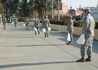 INCIRLIK AIR BASE, Turkey—Members of the 39th Air Base Wing line up to prepare for a base wide cleanup program Feb. 7, 2014, at Incirlik Air Base. Each unit is assigned an area of responsibility, in a team effort to better the appearance of the Incirlik community. This new initiative is designed to keep the base clean and get Airmen involved with taking pride in Incirlik. (U.S. Air Force photo by Staff Sgt. Veronica Pierce) 