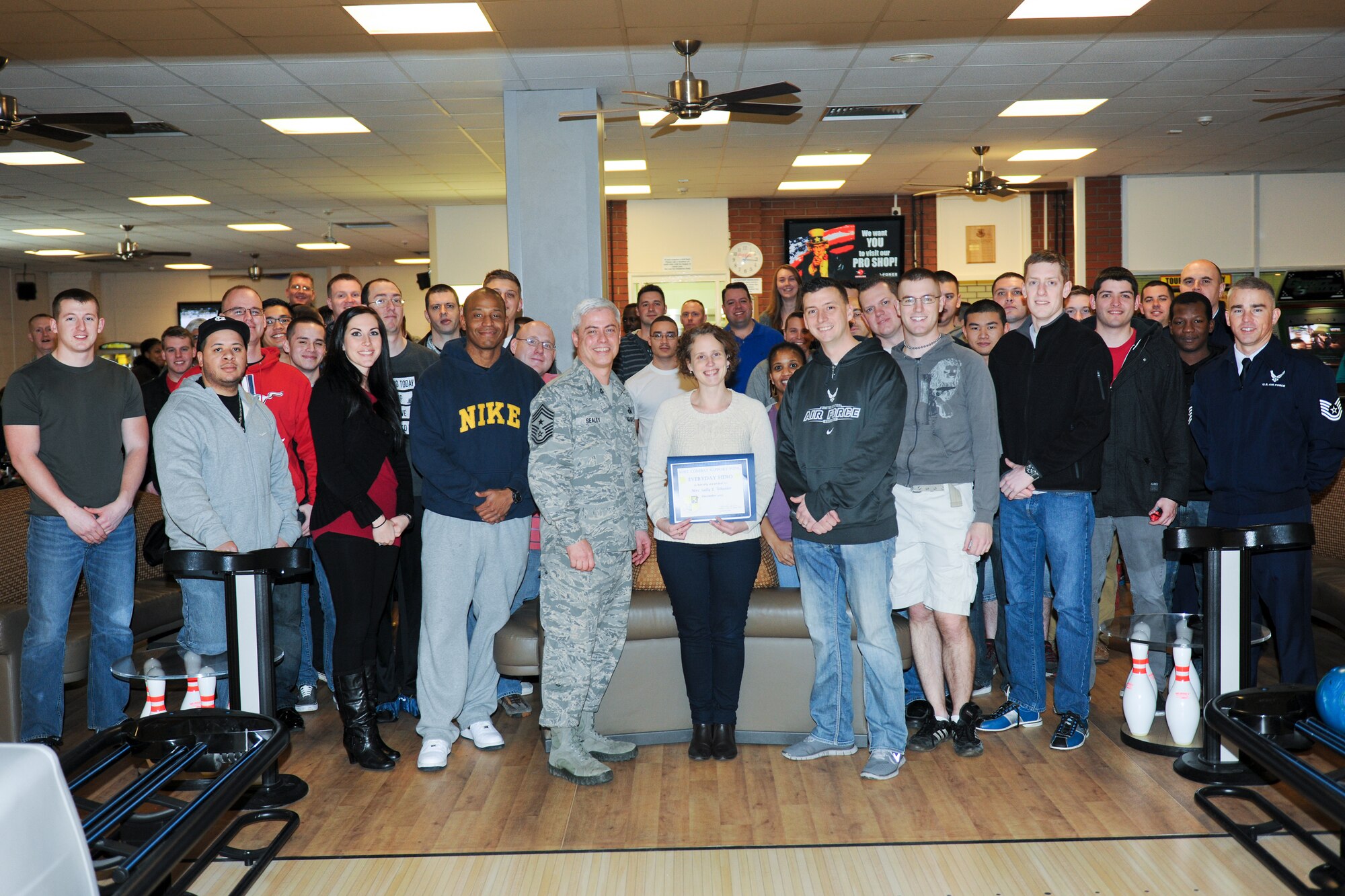 RAF ALCONBURY, United Kingdom – Sally Wheeler, 423rd Communications Squadron, was named the 501st CSW Everyday Hero from the 423rd Air Base Group. (U.S. Air Force photo by Staff Sgt. Brian Stives)