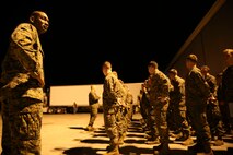 Marines and Sailors of Marine Medium TIltrotor Squadron (VMM) 263 (Reinforced) say goodbye to their loved ones at the squadron hangar aboard Marine Corps Air Station New River and depart for the  22nd Marine Expeditionary Unit, Feb. 7.