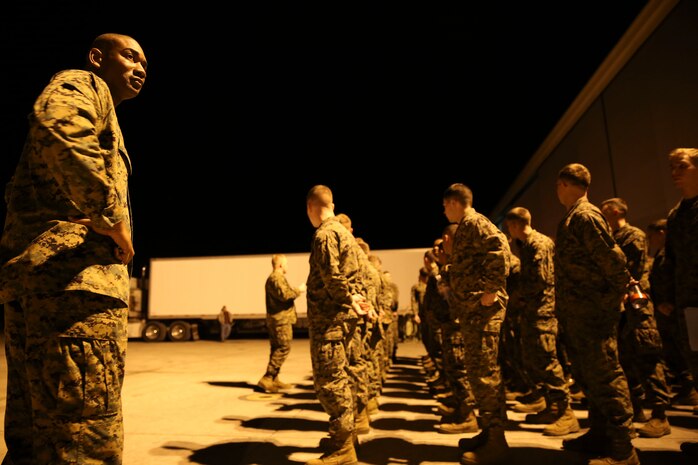 Marines and Sailors of Marine Medium TIltrotor Squadron (VMM) 263 (Reinforced) say goodbye to their loved ones at the squadron hangar aboard Marine Corps Air Station New River and depart for the  22nd Marine Expeditionary Unit, Feb. 7.