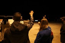 Marines and Sailors of Marine Medium TIltrotor Squadron (VMM) 263 (Reinforced) say goodbye to their loved ones at the squadron hangar aboard Marine Corps Air Station New River and depart for the  22nd Marine Expeditionary Unit, Feb. 7.