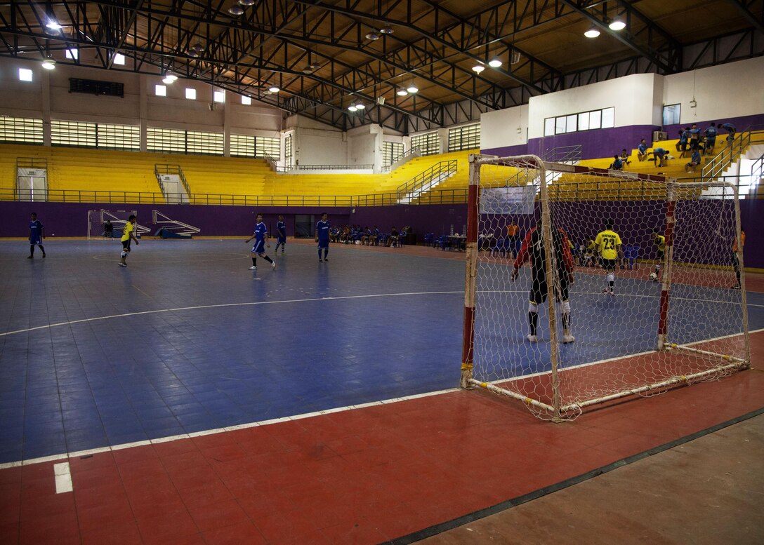 Royal Thai Army 2nd Lt. Suchat and U.S. service members visited the Phitsanulok Provincial Sports Complex Feb. 8 in Phitsanulok, Kingdom of Thailand, to better understand the complex's disaster response capabilities during Exercise Cobra Gold 2014. CG 14, in its 33rd iteration, demonstrates the U.S. and the Kingdom of Thailand's commitment to their long-standing alliance and regional partnership, prosperity and security in the Asia-Pacific region. The U.S. service members are with the civil affairs element assigned to the Combined Joint Civil Military Operations Task Force. 