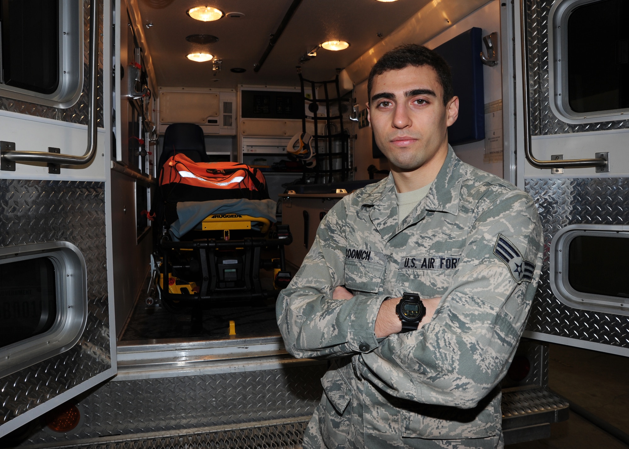 Senior Airman Joshua Coonich, 35th Medical Operations Squadron aerospace medical technician, is the Wild Weasel of the Week at Misawa Air Base, Japan, Feb. 11, 2014. Coonich is an emergency responder, and said his daily mission is to provide the best medical care to the Misawa community. Each week a member of the 35th Fighter Wing is selected as the Wild Weasel of the Week. This individual is recognized based on superior performance, outstanding work ethic, and overall good conduct and discipline. (U.S. Air Force photo/Staff Sgt. Alyssa C. Wallace)