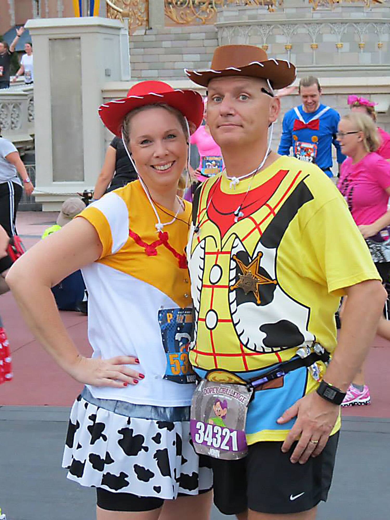 U.S. Air Force Chief Master Sgt. John Huhn, 723d Aircraft Maintenance Squadron superintendent, stands with his sister, Karen Owens, during the third day of the 2014 Dopey Challenge at Walt Disney World, Fla. on Jan. 11, 2014. Huhn has participated in three half marathons and three full marathons so far. (Courtesy photo) 