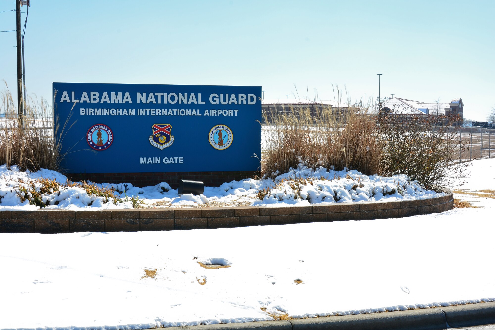 The Alabama Air National Guard's 117th Air Refueling Wing experiences a rare second round of near record snowfall this winter slowing down flying operations for a few hours.  (U.S. Air National Guard photo by Master Sgt. Ken Johnson/Released)