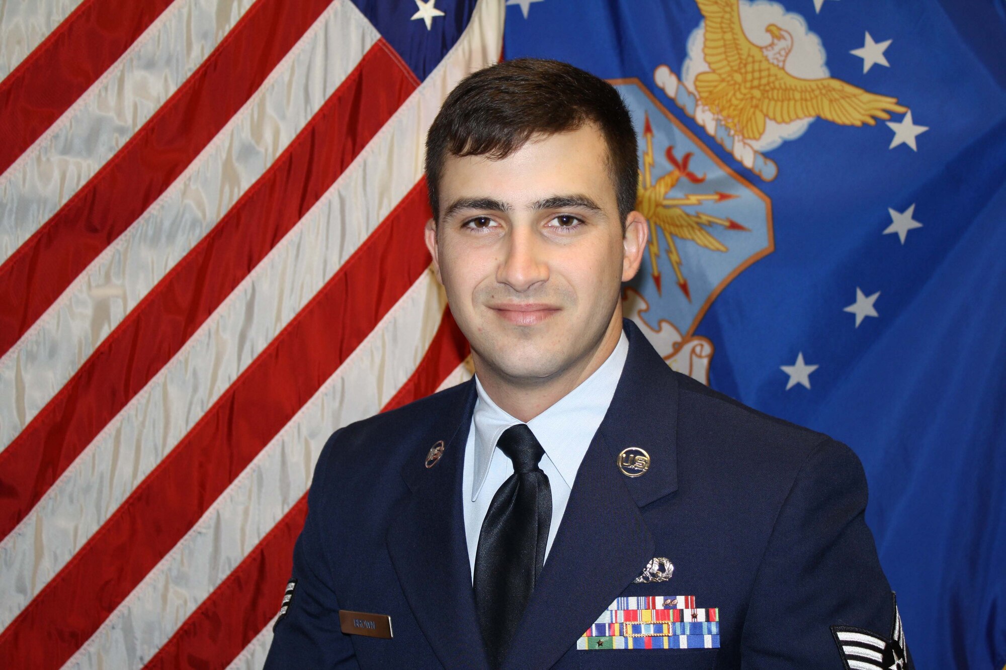 The John L. Levitow Award was earned by Senior Airman Frank Brown, 362nd Training Squadron, who became the top graduate in his class. It is presented to the student who attains the highest cumulative score on all evaluations, demonstrates leadership, teamwork, military bearing and dedication to the spirit and mission of the ALS. (Official U.S. Air Force photo)