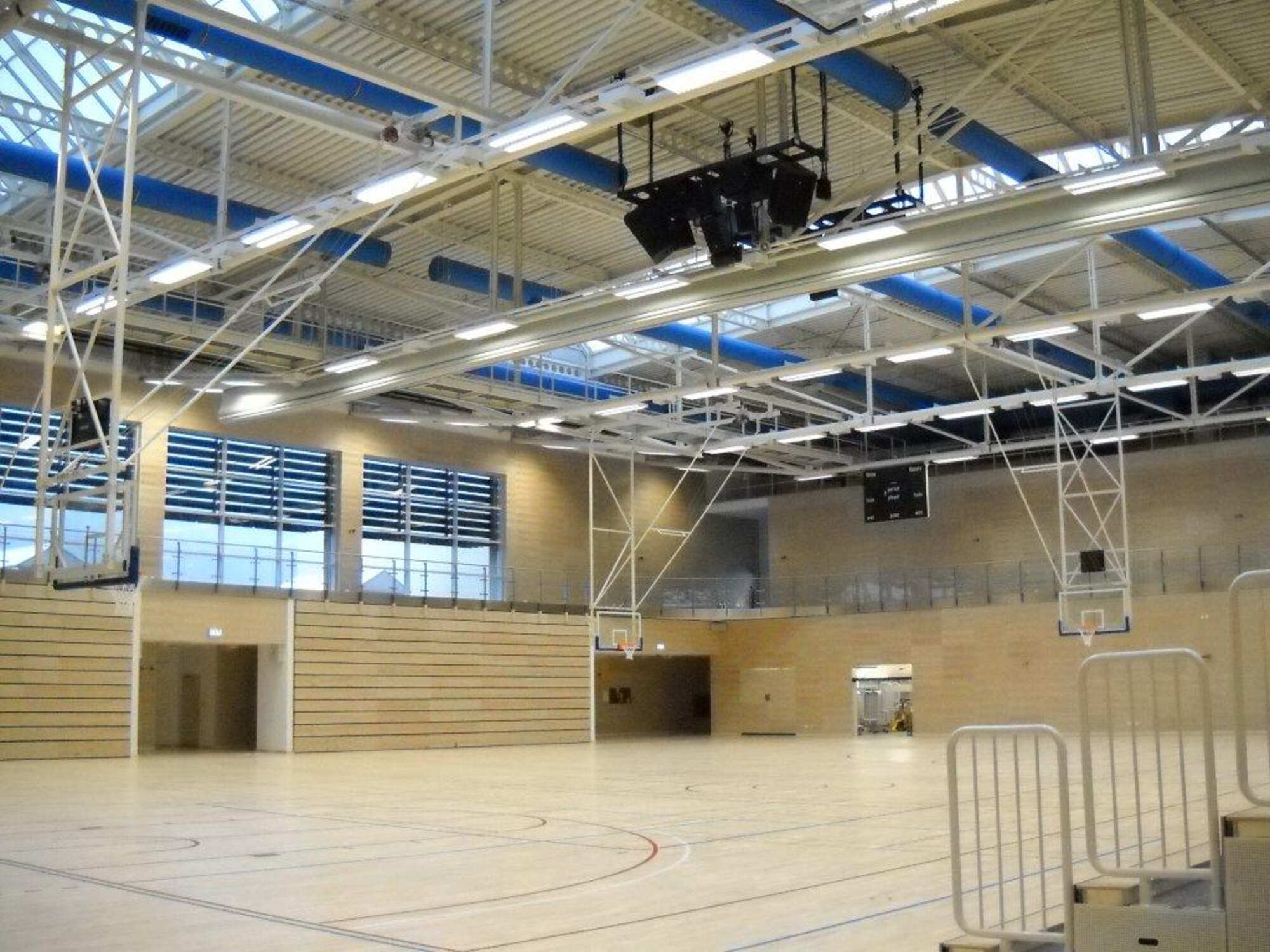 SPANGDAHLEM AIR BASE, Germany -- The Air Force Civil Engineer Center recently completed construction of a $20.1 million fitness center here. The fitness center features a gymnasium, indoor running track, cardio and weight rooms, racquetball courts, a climbing wall and a health and wellness center. (U.S. Air Force photo)