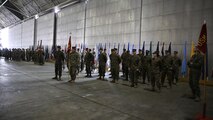 Sgt. Maj. Lynnette C. Marr-Gaye relieves Sgt. Maj. Marion L. Hammerschmidt Jr., as the Marine Light Attack Helicopter Squadron 269 sergeant major in a ceremony at the squadron's hangar, Feb. 13.