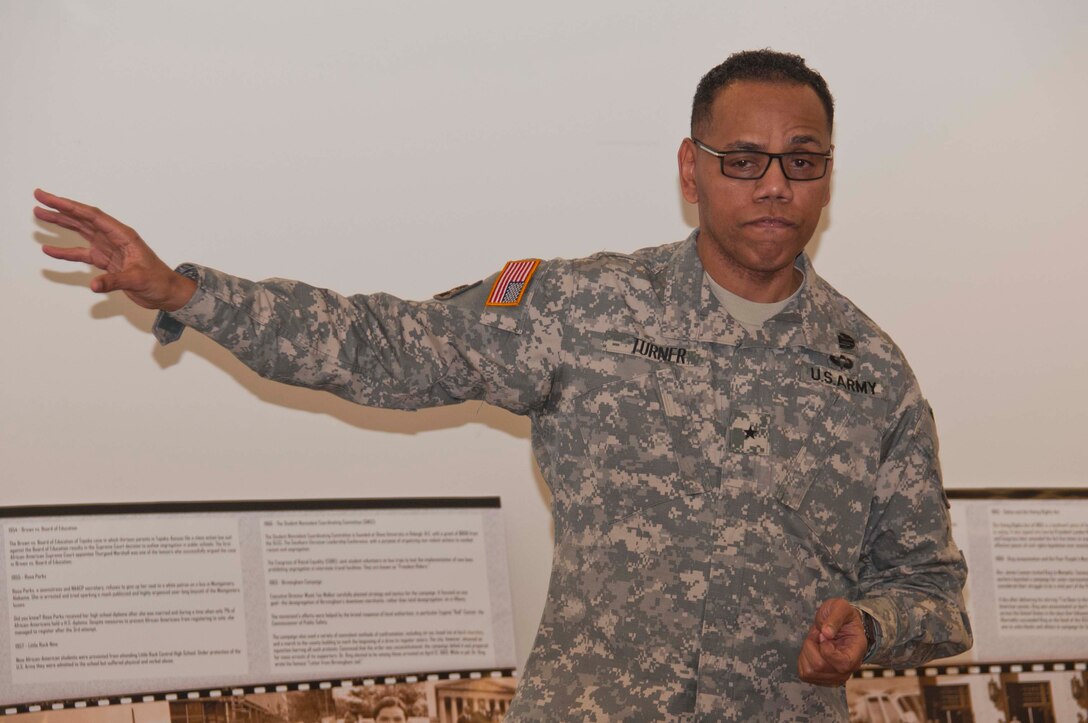 South Pacific Division Commander Brig. Gen. C. David Turner speaks to South Pacific Division and San Francisco District employees during the district’s Black History Month event held at the Headquarters Building Feb. 11.