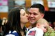 U.S. Army. 1st Lt. Grant Karr, 1-135th Attack Reconnaissance Battalion, receives a kiss from his wife, Emily, as he holds his six-month old son following the unit's welcome-home ceremony at the University of Central Missouri in Warrensburg, Mo., Feb. 9, 2014. Karr deployed to Afghanistan with more than 300 other soldiers in aid of Operation Enduring Freedom. (U.S. Air Force photo by Staff Sgt. Nick Wilson/Released)