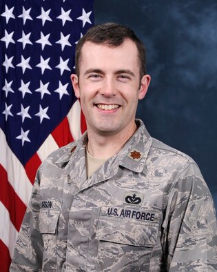 Maj. Kass Larson, Chief, Current Operations, received the Maj. Gen. William D. Gilbert Award. The award, whose namesake served as the Director of Engineering and Services from 1978 to 1982, recognizes outstanding performance and exemplary service by engineering military and civilian staff action officers. (U.S. Air Force photo released)
