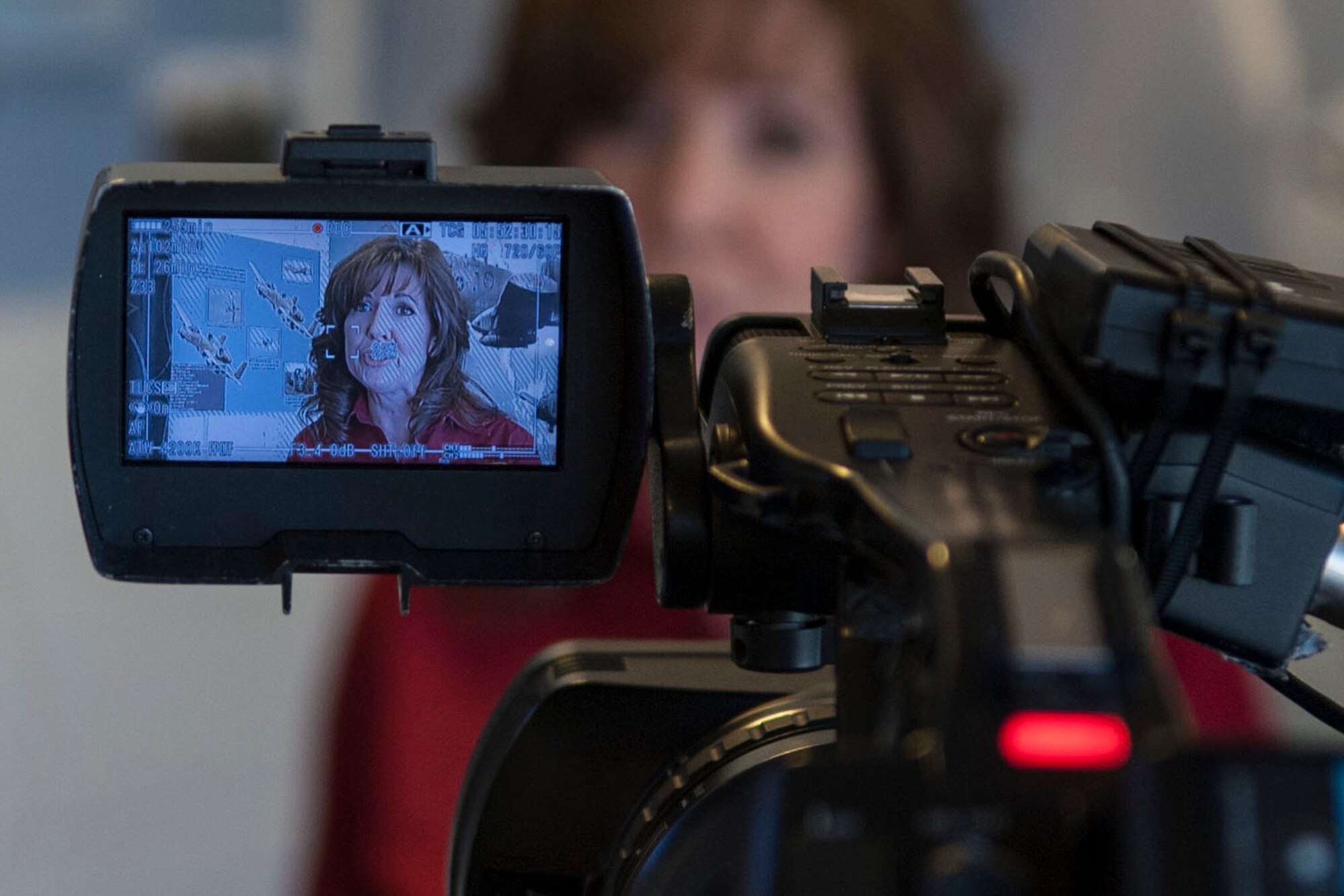 Kathy Brandon, STARBASE Louisiana executive director, talks with Wendi Redman, a KTBS Channel 3, reporter, during a tour of STARBASE at Barksdale Air Force Base, La., Feb. 13, 2014. STARBASE Louisiana is one of over 70 national STARBASE sites and is sponsored by the 307th Bomb Wing. (U.S. Air Force photo by Master Sgt. Jeff Walston/Released)