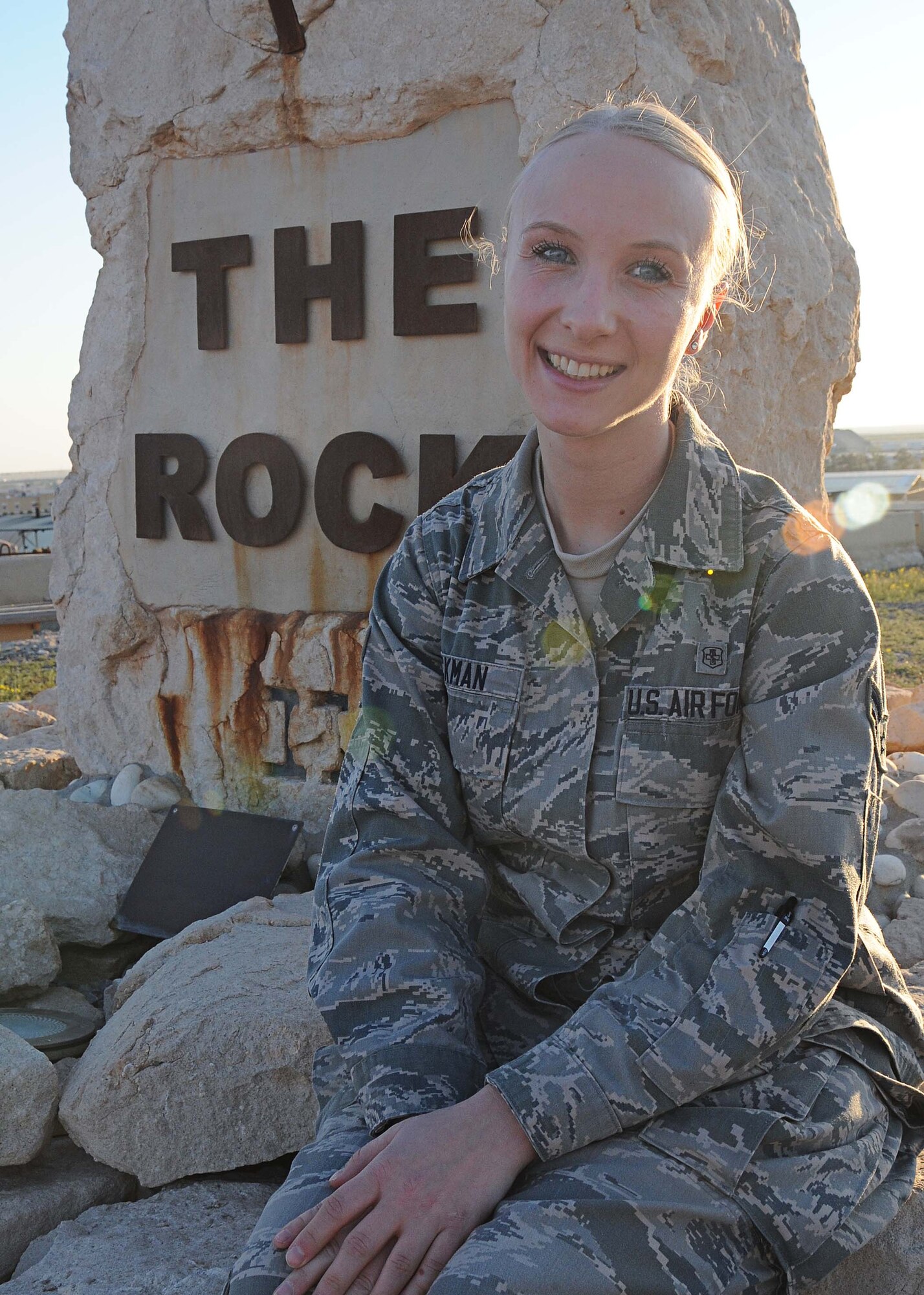 This week's Rock Solid Warrior is Airman 1st Class Heather Hickman. Hickman is a force protection escort with the 387th Expeditionary Support Squadron. The Navarre, Fla. native is deployed from the 2nd Aerospace Medical Squadron, Barksdale Air Force Base, La. (U.S. Air Force photo by Senior Airman Desiree Moye)