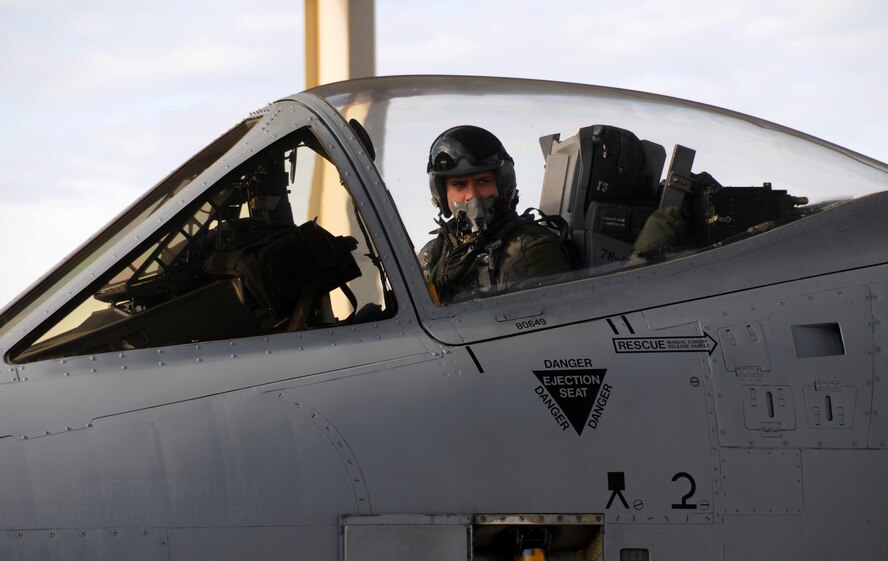 Lt. Col. John Gonzales, 23rd Operations Support Squadron commander, conducts preflight inspections at the 188th Fighter Wing’s Ebbing Air National Guard Base in Fort Smith, Ark., Feb. 11, 2014. Gonzales delivered Tail No. 649, one of the 188th’s A-10C Thunderbolt II “Warthogs,” to Moody Air Force Base, Ga., as part of the 188th’s conversion from an A-10 mission to a remotely piloted aircraft, intelligence and targeting mission. The 188th now has seven A-10s remaining on station. The last two Warthogs are slated to depart in June 2014. (U.S. Air National Guard photo by Senior Airman John Hillier/released)