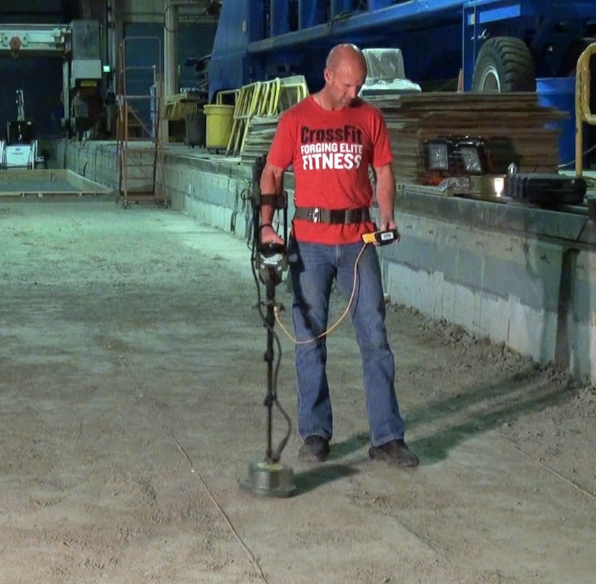 At the Frost Effects Research Facility (FERF) at ERDC-CRREL, researchers test mine detection capabilities in frozen soils.