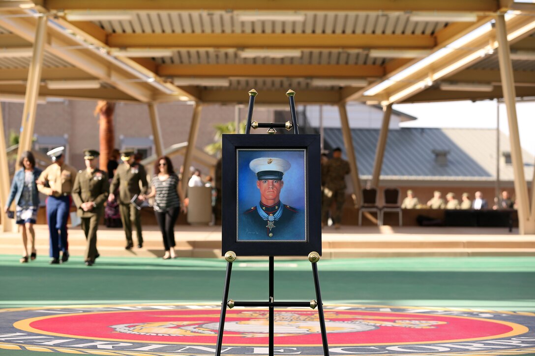 Cpl. Jason L. Dunham was honored at the Combat Center Feb.18, with a dedication ceremony and the official opening of the Cpl. Jason L. Dunham Memorial Mess Hall. Dunham was awarded the Medal of Honor posthumously for his actions in Karabilah, Iraq, on April 14, 2004. 