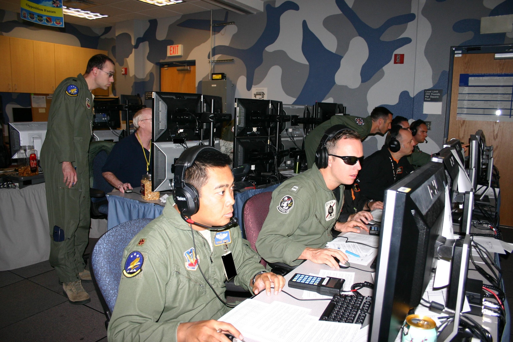 Several joint and coalition personnel operate several air entities in Virtual Flag exercise in September. The 705th Combat Training Squadron at the Distributed Mission Operations Center is preparing for Virtual Flag 14-2, which begins Feb. 21.  (Photo by Capt. Kandis Rich)