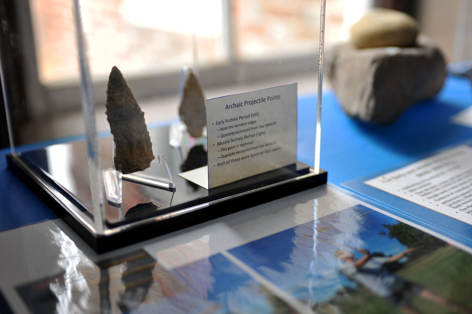 The Matthew Jones House at Fort Eustis, Va., serves as an architectural museum, displaying artifacts found on Mulberry Island, the land that is now Fort Eustis. The artifacts include hunting and gathering tools and iron cookware ranging from 8000 B.C. to AD 1900. (U.S. Air Force photo by Staff Sgt. Katie Gar Ward/Released)