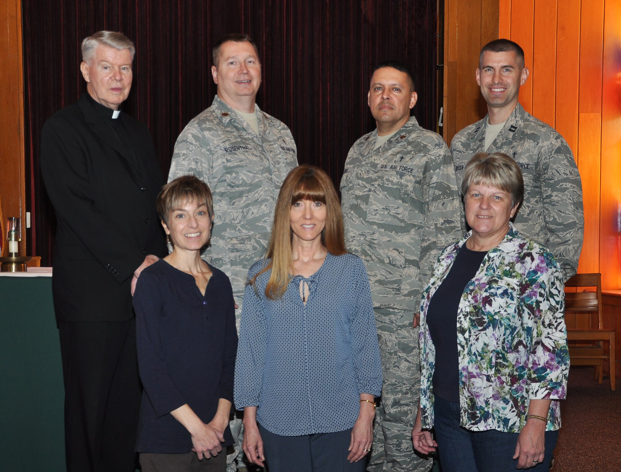 Tyndall Chapel 2 staff poses for a photo Feb. 18. Chapel 2 won the 2013 Air Combat Command Robert P. Taylor Award for the Small Chapel of the Year. (U.S. Air Force photo by Airman 1st Class Solomon Cook)