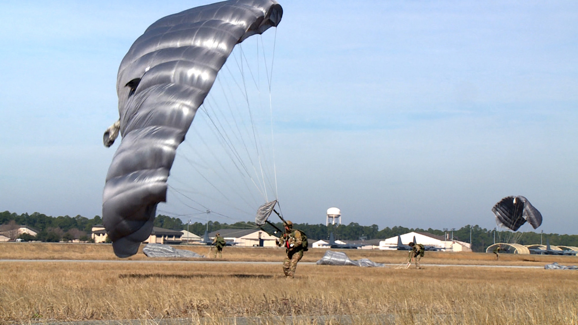 Members from the 24th Special Operations Wing conduct High Altitude Low Opening, or HALO, free fall proficiency training at Hurlburt Field, Fla., Feb. 7, 2014. With six Air Force crosses, 30 Silver Stars and a number of Bronze Stars with valor, the 24th SOW is the most decorated unit in the Air Force since the end of the Vietnam War. (U.S. Air Force photo by Staff Sgt. Erica Horner)