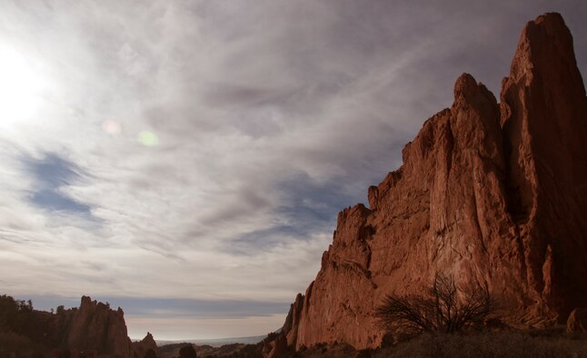 140216-F-GZ967-006 The size of the stone mountains in the Garden of the Gods national park, Colo., gives visitors a unique perspective as to the magnitude of the Earth that they live on.  (U.S. Air Force photo by Airman 1st Class Brandon Valle)