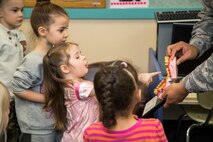 Minot Air Force Base’s Dental Clinics celebrate National Children's Dental Health Month with community outreach to the Child Development Center. Children from a Preschool class learn what poor oral hygiene can lead to and are educated on proper dental hygiene.