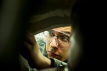 Airmen of the 5th Maintenance Squadron fabrication flight handle all aircraft assigned to Minot Air Force Base and schedules routine maintenance for each one. With Boeing no longer making many parts for the aging aircraft, the fabrication flight improvises and creates hand crafted solutions. Some of the tasks the fabrication flight perform are: welding, engine repair, painting, machine work, searching for cracks and damaged parts, rivet work, creating screws and bolts, and even doing work for the 54th Helicopter Squadron. (U.S. Air Force photo/Senior Airman Brittany Y. Auld)