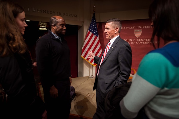 February 18th, 2014 - DIA Director Lt. Gen. Michael Flynn speaks with Forum participants and students of Harvard. 