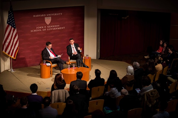 February 18th, 2014 - DIA Director Lt. Gen. Michael Flynn speaks with David Sanger, of the New York Times, at Harvard’s John F. Kennedy Jr. Forum. The JFK Jr. Forum at the Institute of Politics is Harvard’s premier arena for political speech, discussion and debate. 