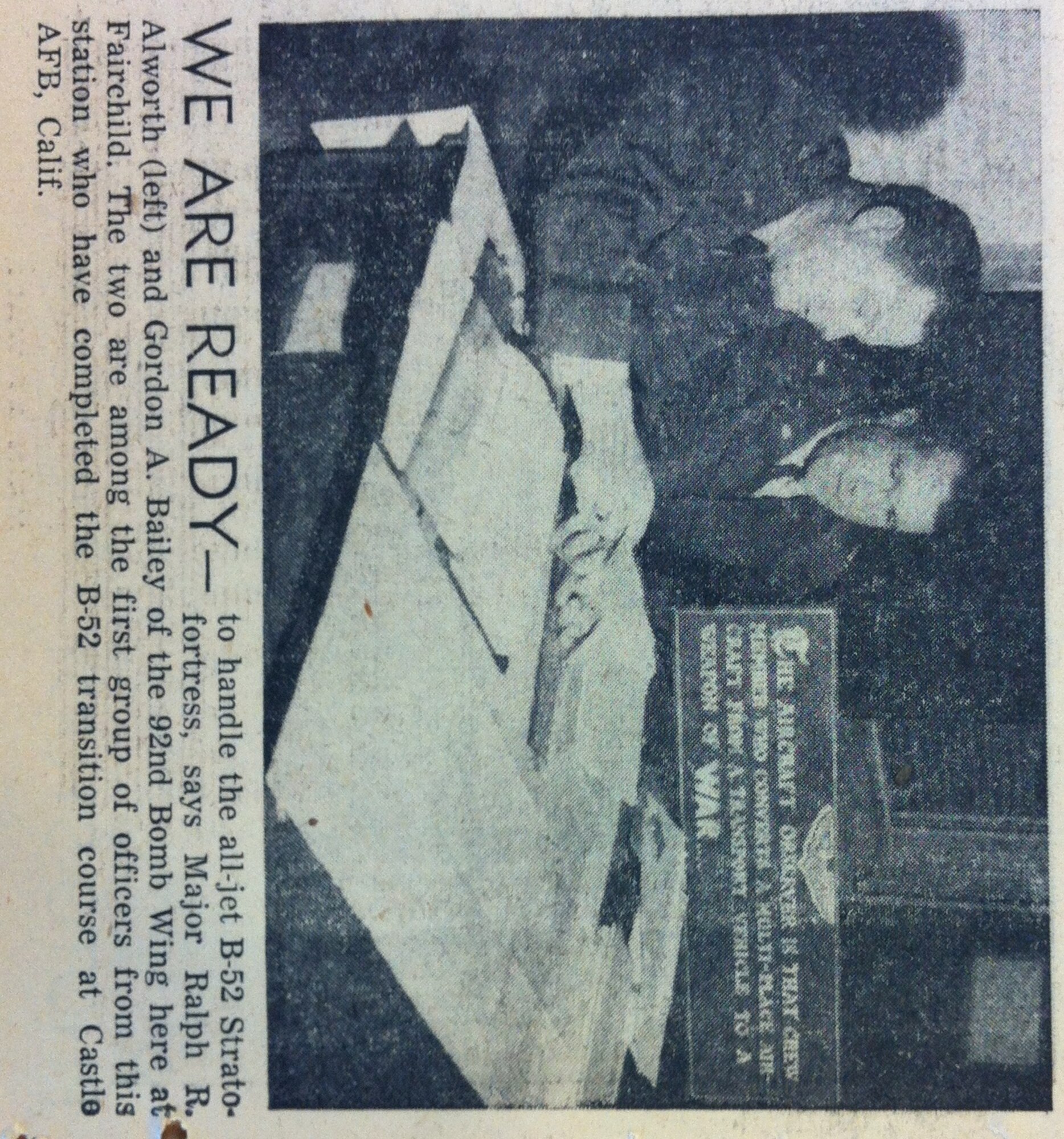 Historical photo: First officers to graduate from B-52 school in 1956. (U.S. Air Force courtesy photo)