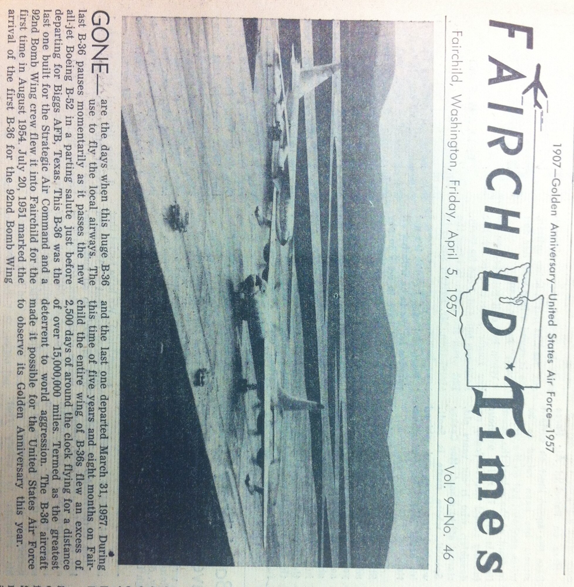 Historical photo: First B-52 and Last B-36 (U.S. Air Force courtesy photo)