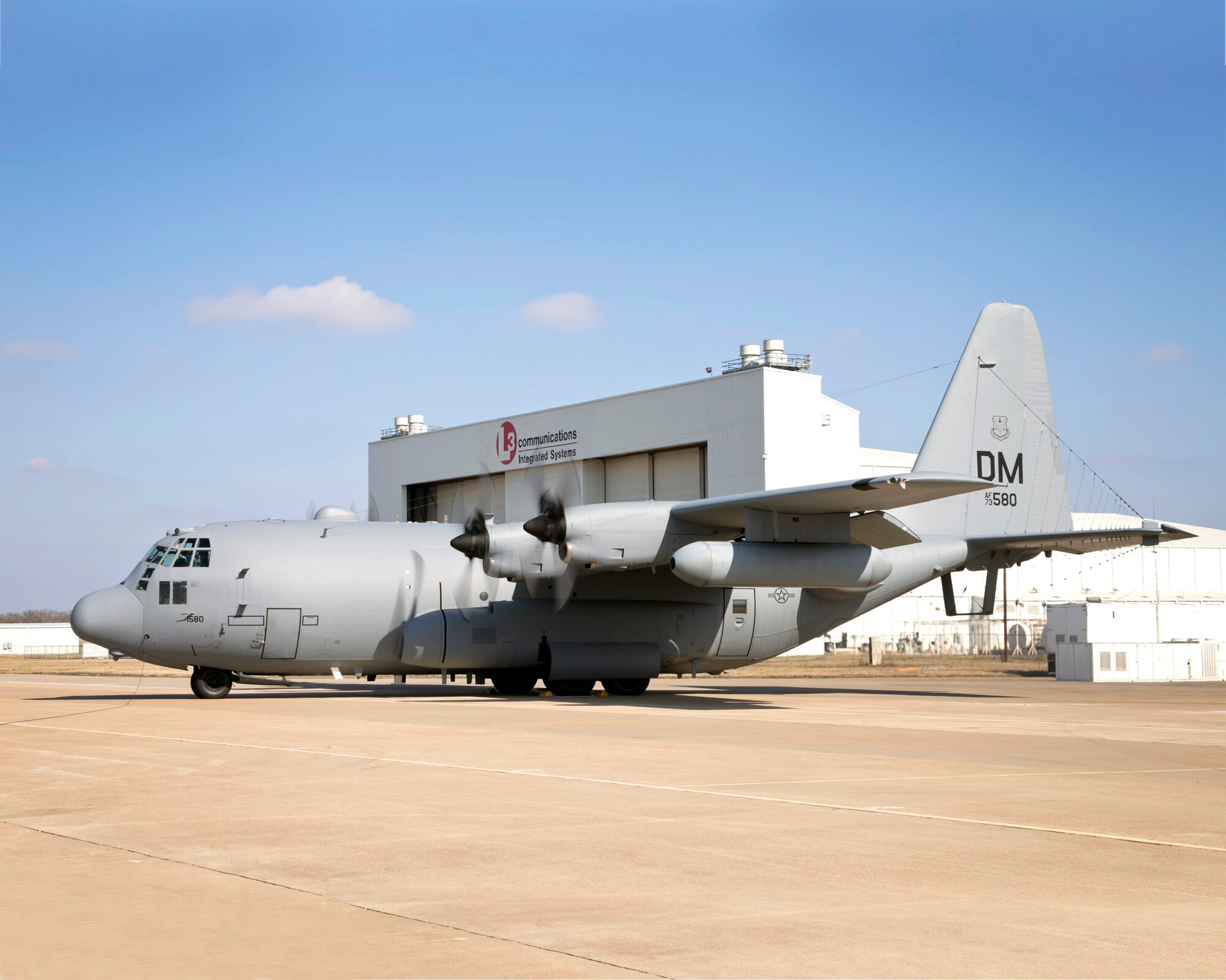 The 55th Electronic Combat Group received their first modified EC-130H COMPASS CALL Baseline-2 at Davis-Monthan Air Force Base, Ariz., Feb. 20, 2014.  The modifications to the EC-130H’s mission system enhance its precision and attack capacity, ensuring the 55 ECG is equipped and ready to meet future challenges.  (Courtesy Photo)