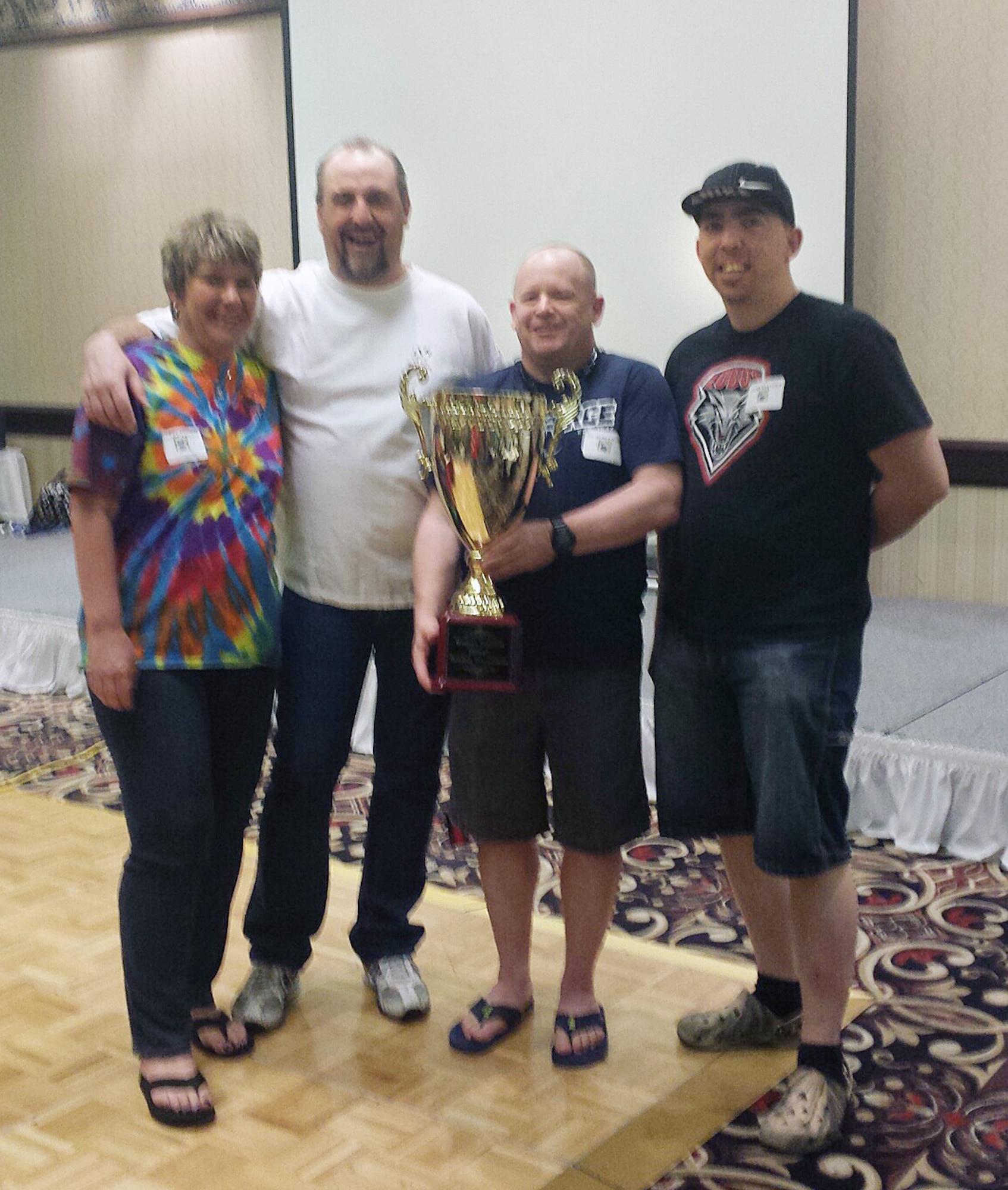 A four-person bowling team at Buckley Air Force Base, Colo., won the 1st place team event and two other individual events during the 37th Western Region Military Tournament held in Las Vegas Feb. 14-15, 2014. The team, comprised of Sherry Arnold, Steven Roskelly and Tech. Sgts. Richard Grybos and Alejandro Sanchez, defeated 33 teams after knocking down 2,673 pins to win the tournament. (Courtesy photo)