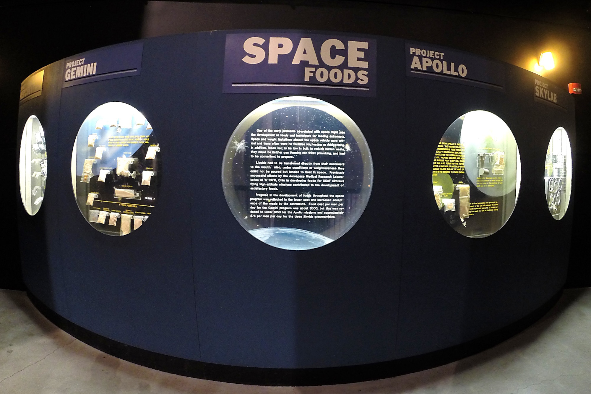 Space Foods exhibit in the Missile and Space Gallery at the National Museum of the United States Air Force. (U.S. Air Force photo)
