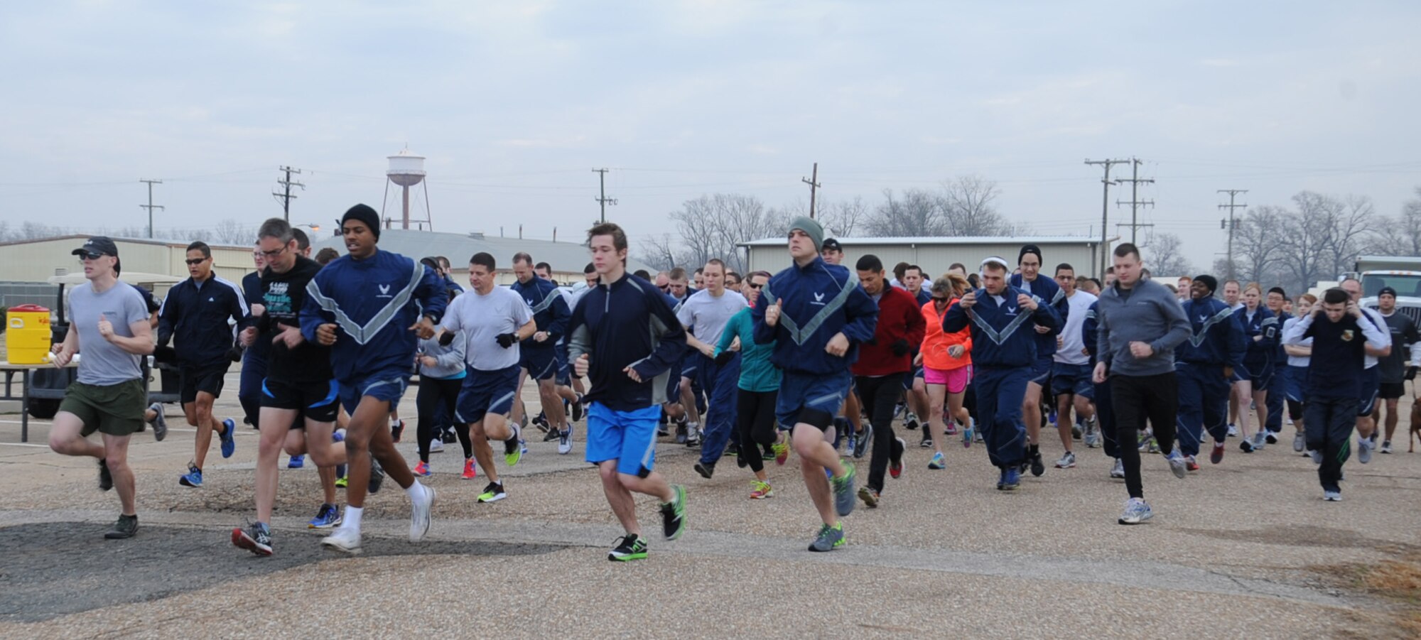 Team Barksdale participates in the Run for Love 5K on Barksdale Air Force Base, La., Feb. 14, 2014.  The run concluded with a Valentine's Day themed raffle. (U.S. Air Force photo/Staff Sgt. Sean Martin)

