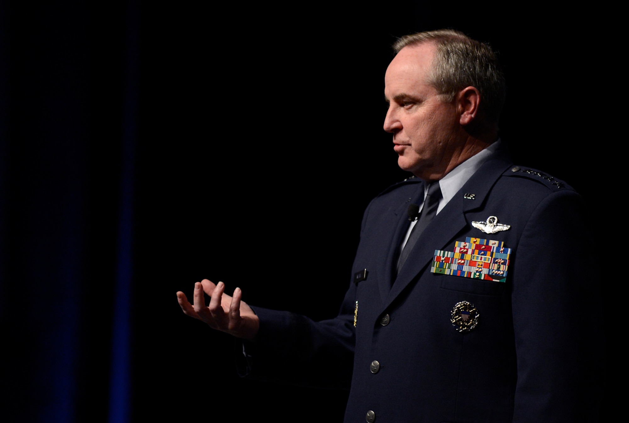 Air Force Chief of Staff Gen. Mark A. Welsh III delivers his keynote speech Feb. 20, 2014, at the 30th Annual AFA Air Warfare Symposium and Technology Exposition in Orlando, Fla. Welsh talked about focusing on the mission, developing and celebrating Airmen, strengthening and embracing partnerships, and living our core values.  (U.S. Air Force photo/Scott M. Ash)
