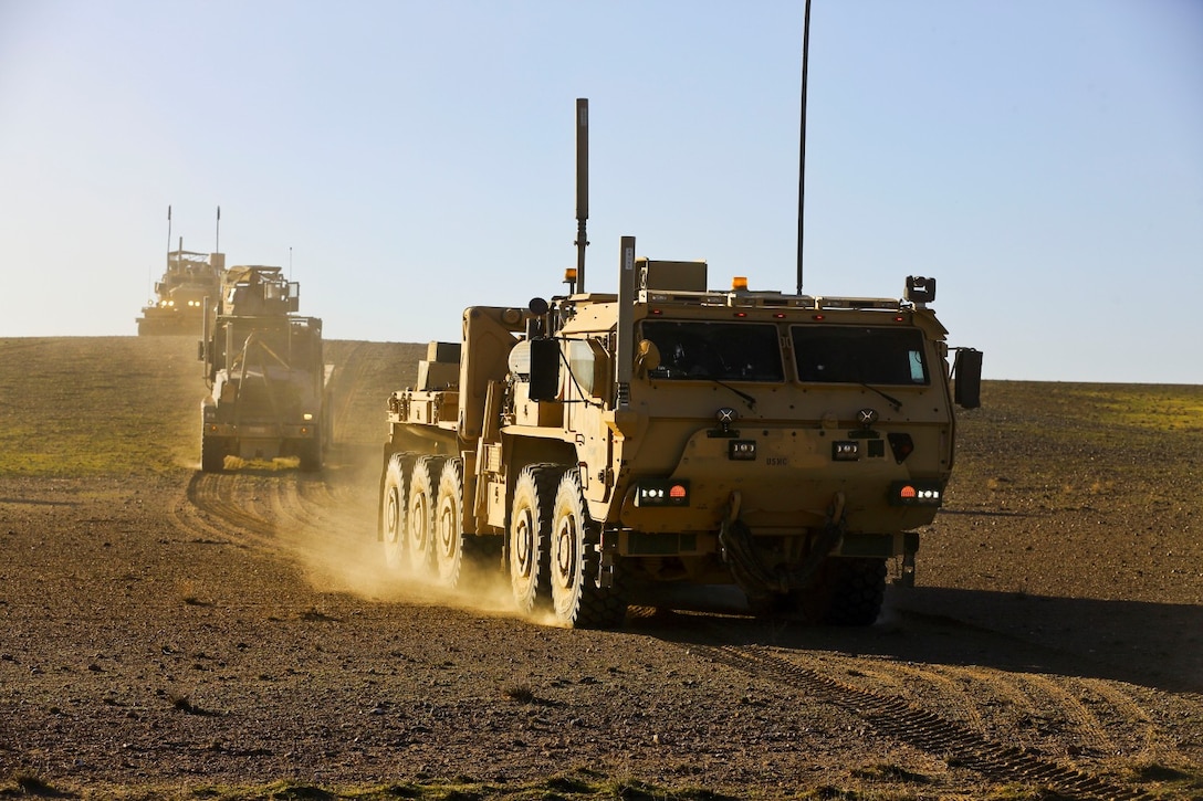 A U.S. Marine Corps Logistics Vehicle System Replacement truck with 3rd Battalion, 7th Marine Regiment patrols in Now Zad district, Helmand province, Afghanistan, Feb. 16, 2014. The Marines supported Afghan  forces who were conducting an operation in the area. (U.S. Marine Corps photo by Cpl. Sean Searfus/ Released)