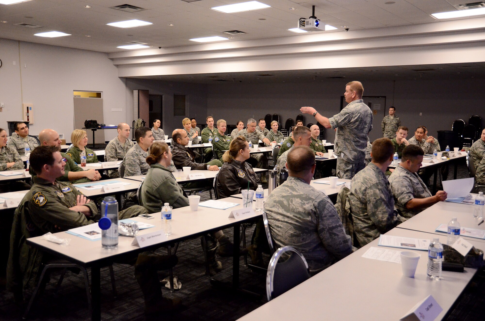 Maj. Gen. Mark A. Kyle, 22nd Air Force commander, holds a Q&A session on “Today’s Air Force Reserve,” a Junior Officer Leadership Development Seminar at Dobbins Air Reserve Base, Ga. Feb. 21. JOLDS are designed to train company grade officers in leadership, teambuilding, cultural diversity, mobilization issues and military officership. (U.S. Air Force photo/Brad Fallin)